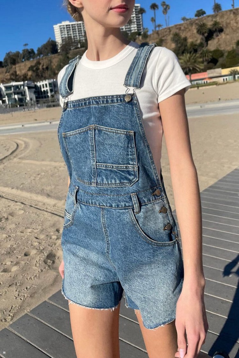 Short Brandy Melville Hayley Overall Bleu Foncé | OGR-89728210